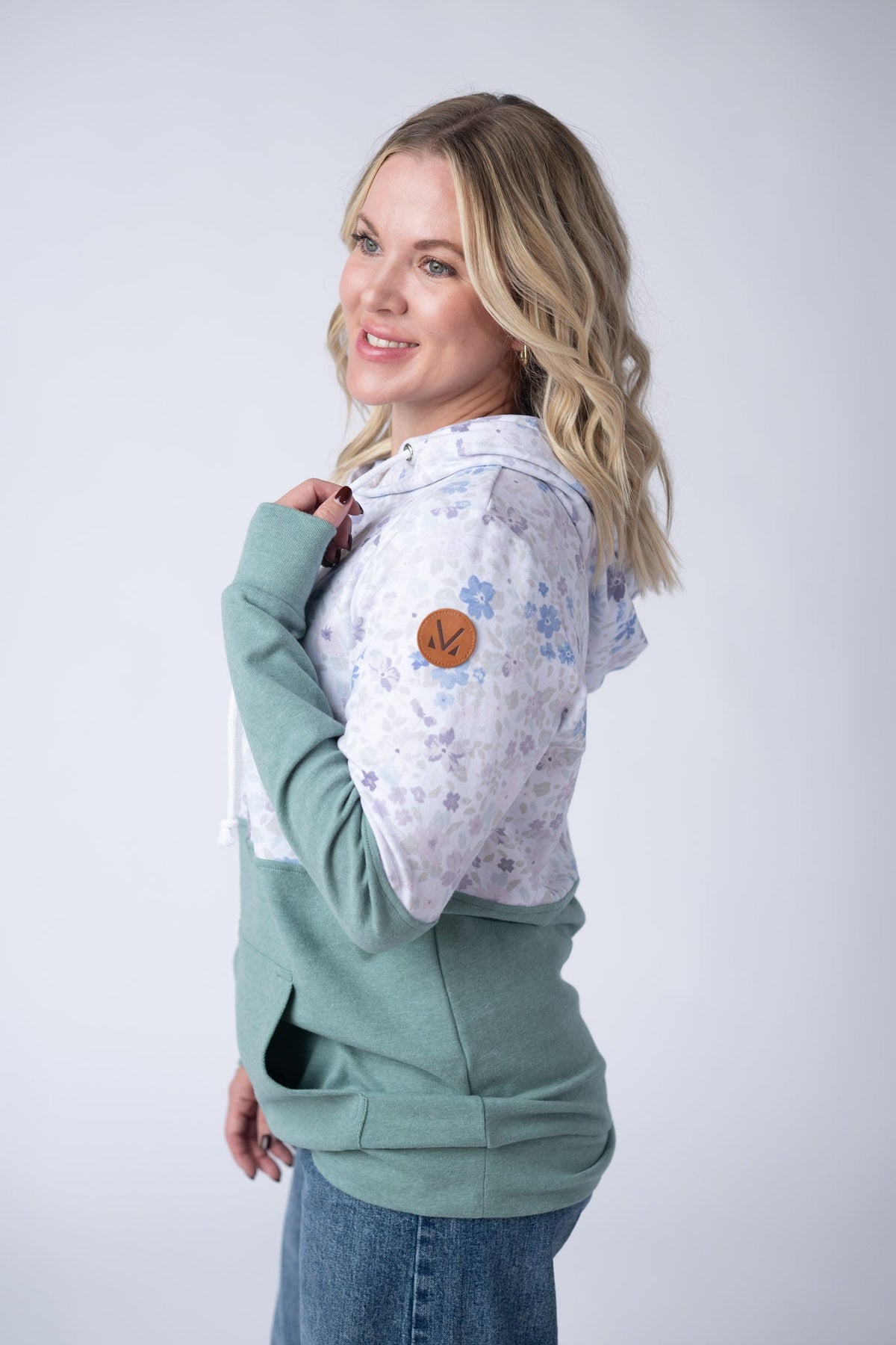 Hailey Pullover Hoodie in Spring Meadows and Sage