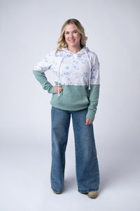 Hailey Pullover Hoodie in Spring Meadows and Sage