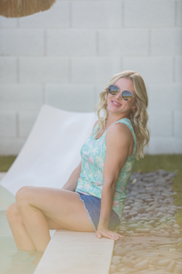 Noelle Tank in Aqua Palm