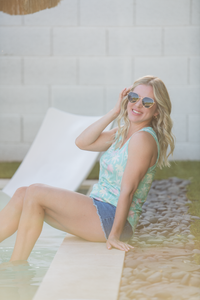 Noelle Tank in Aqua Palm