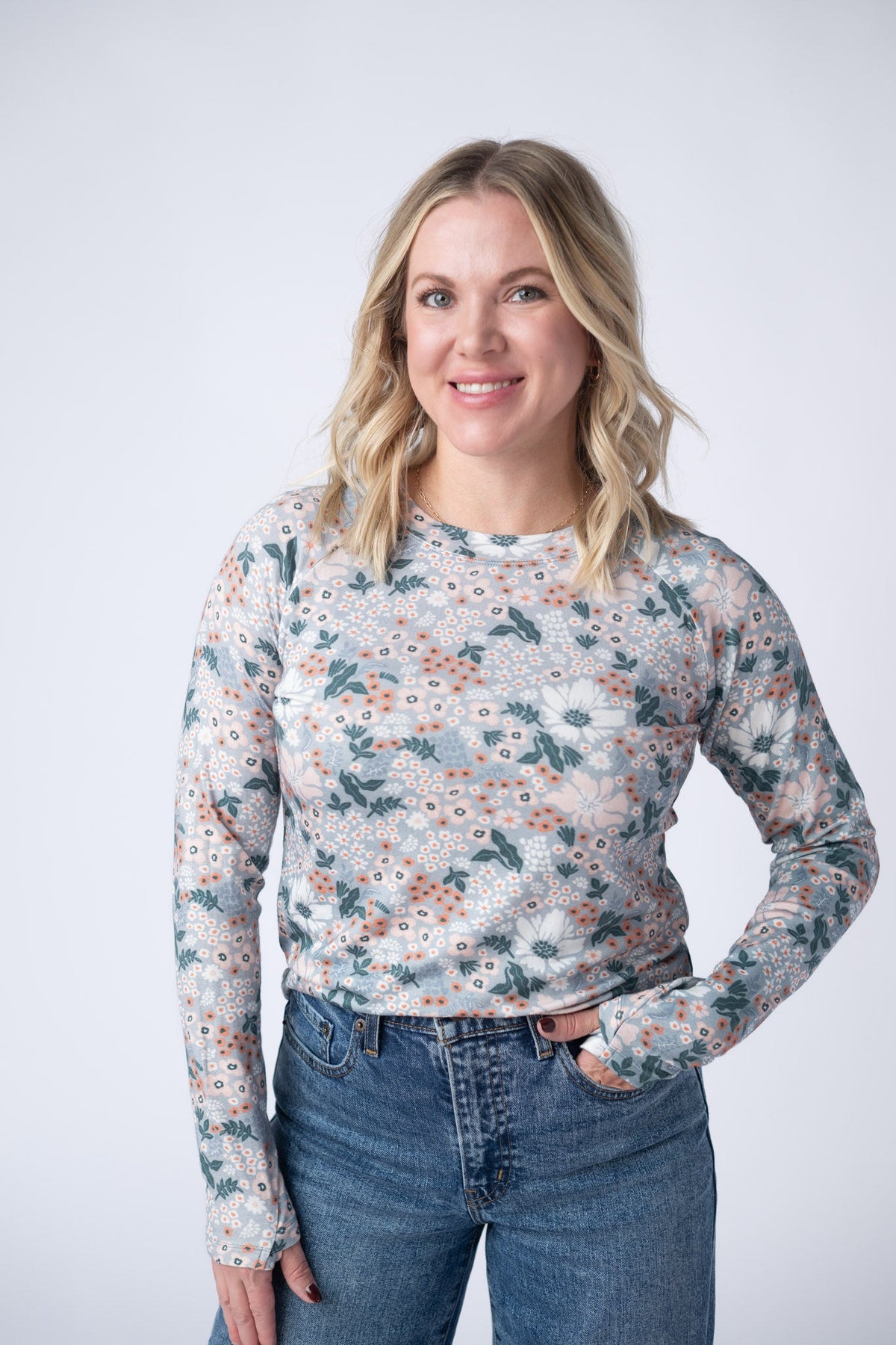 Blair Long Sleeve Top in Ditsy Blush Floral