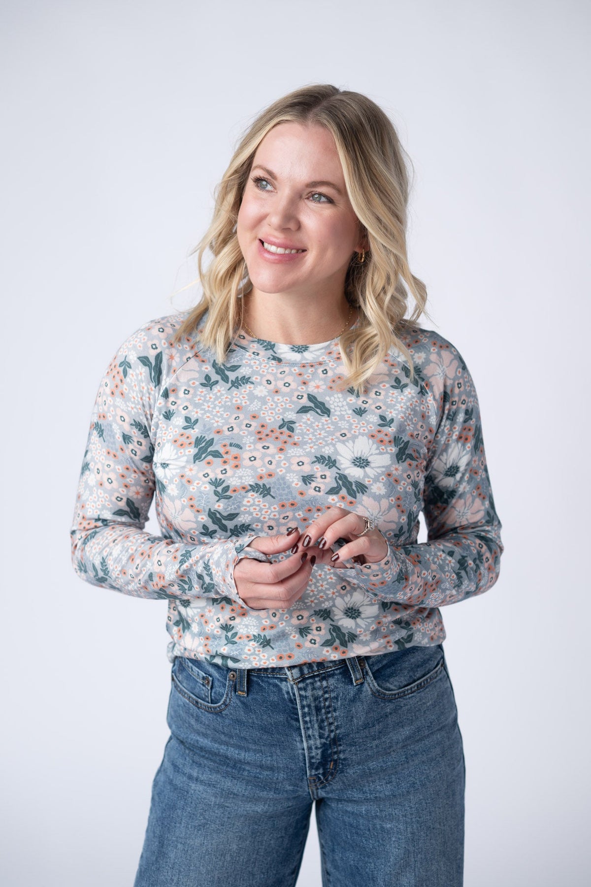 Blair Long Sleeve Top in Ditsy Blush Floral