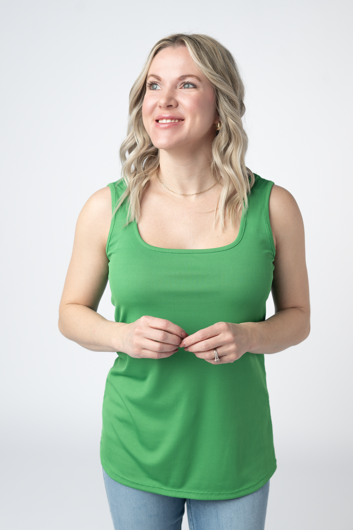 Rachel Ribbed Tank in Kelly Green