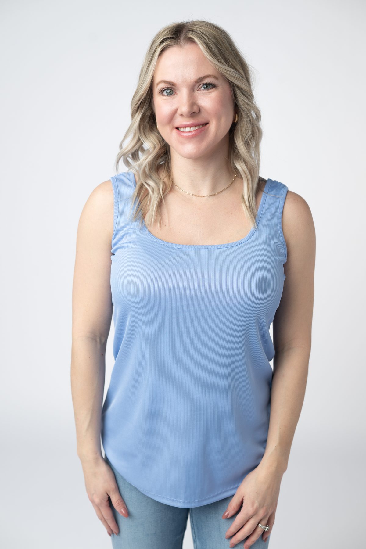 Rachel Ribbed Tank in Sky Blue