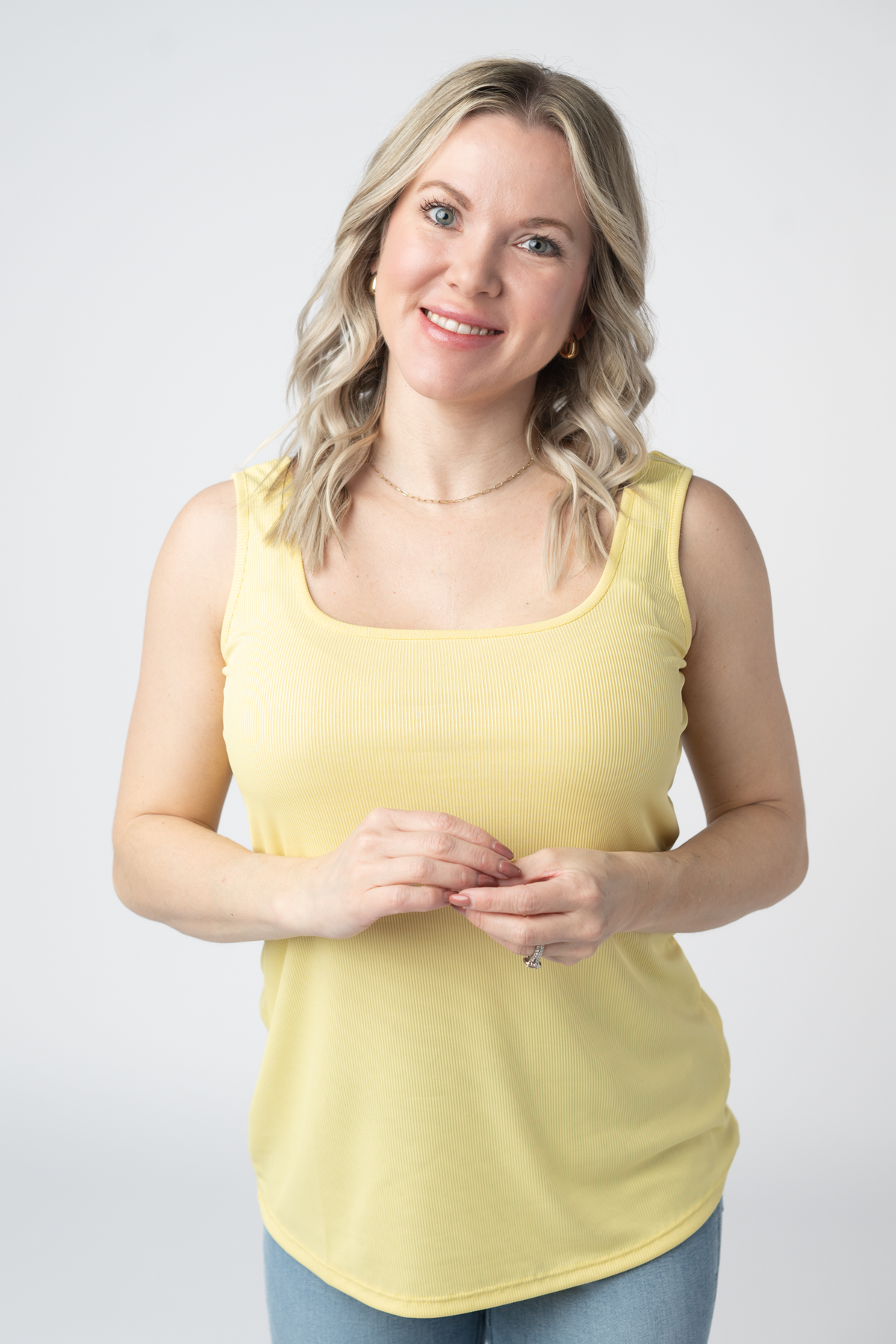 Rachel Ribbed Tank in Yellow
