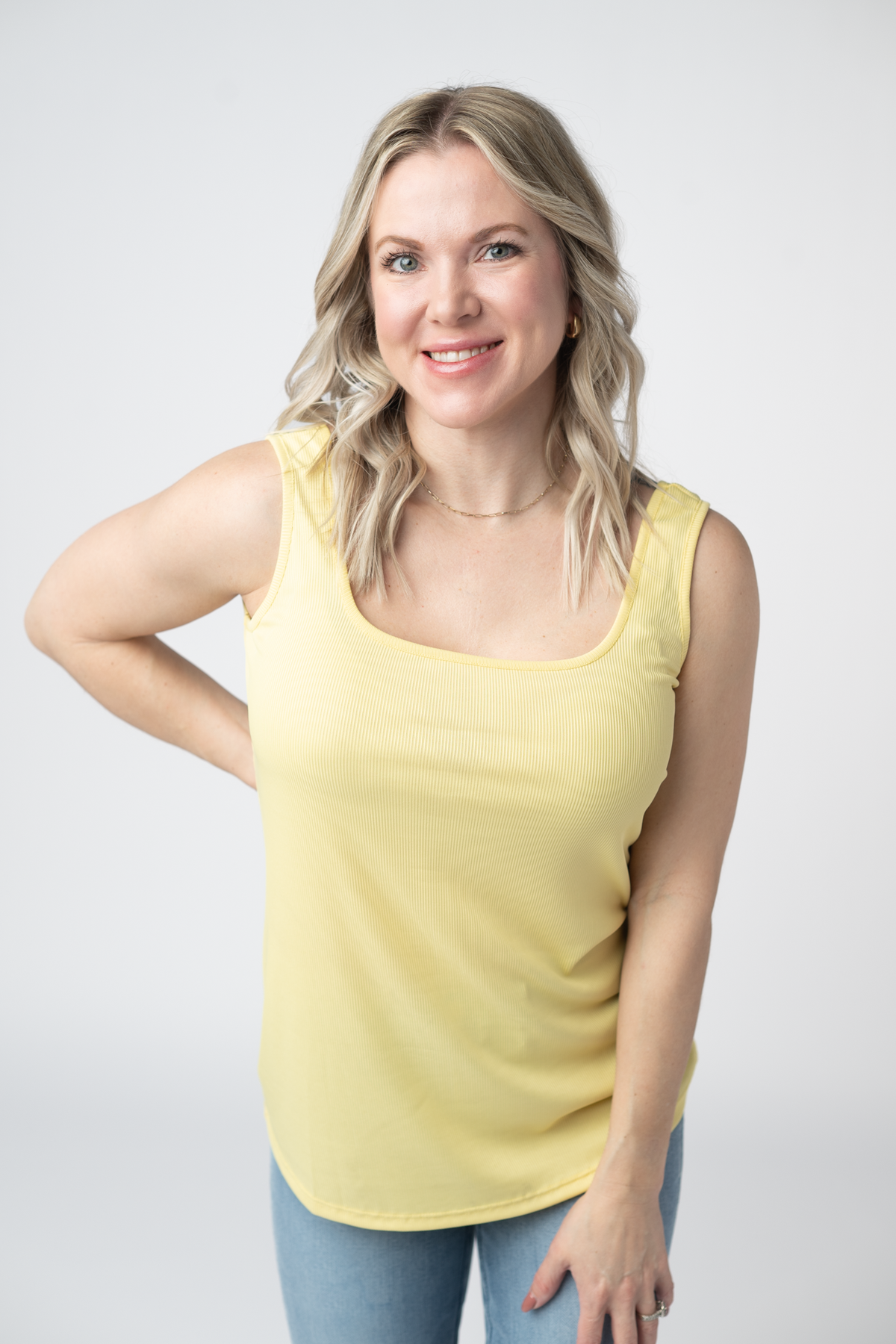 Rachel Ribbed Tank in Yellow