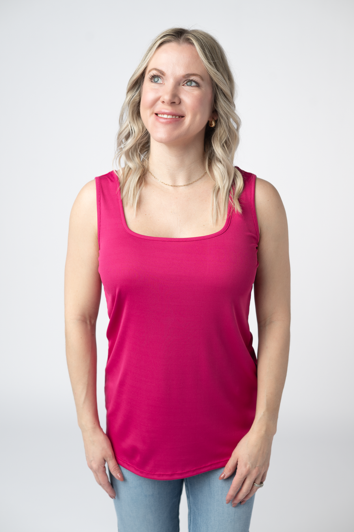 Rachel Ribbed Tank in  Hot Pink