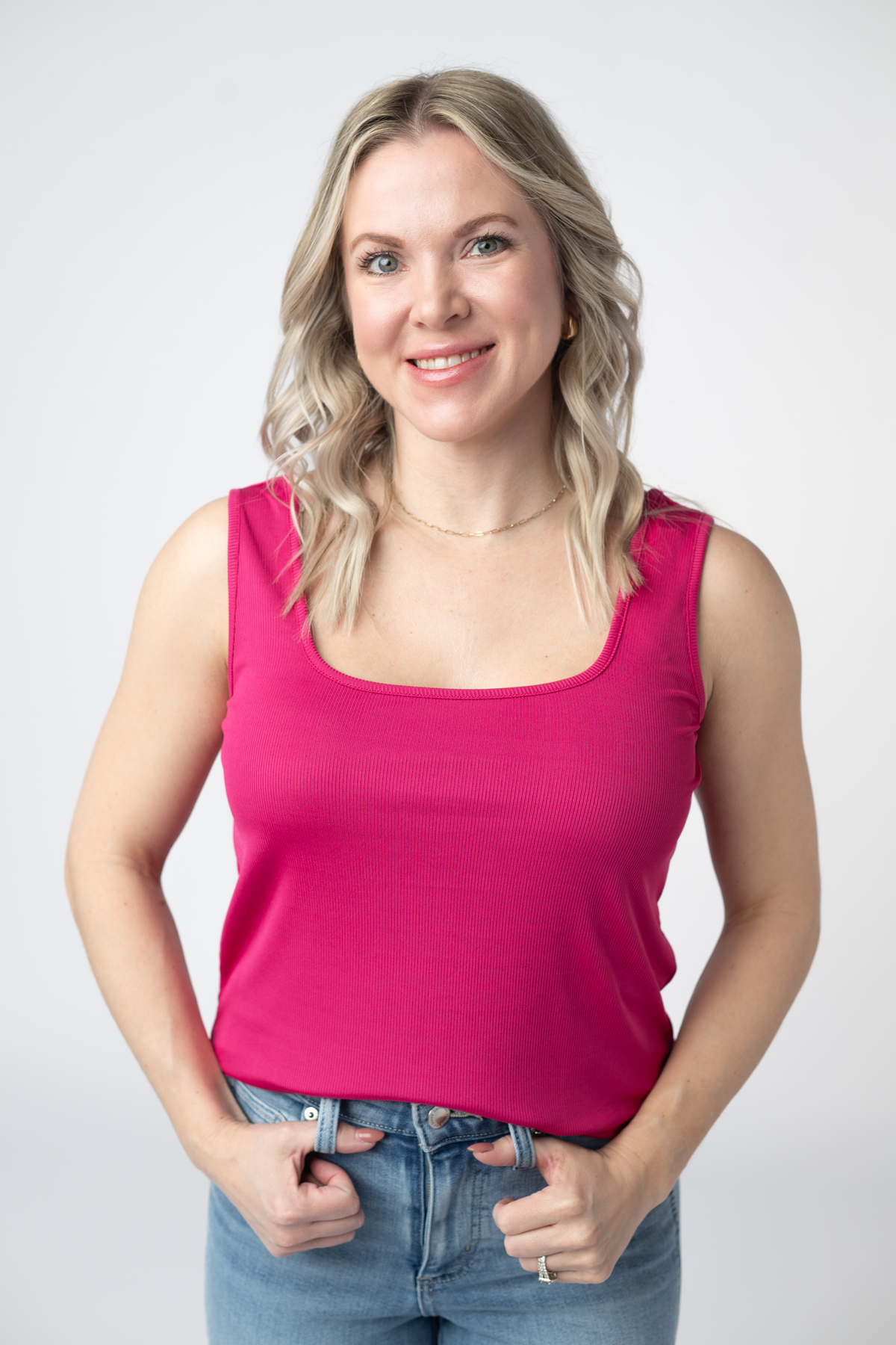 Rachel Ribbed Tank in  Hot Pink