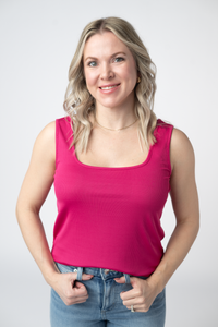 Rachel Ribbed Tank in  Hot Pink
