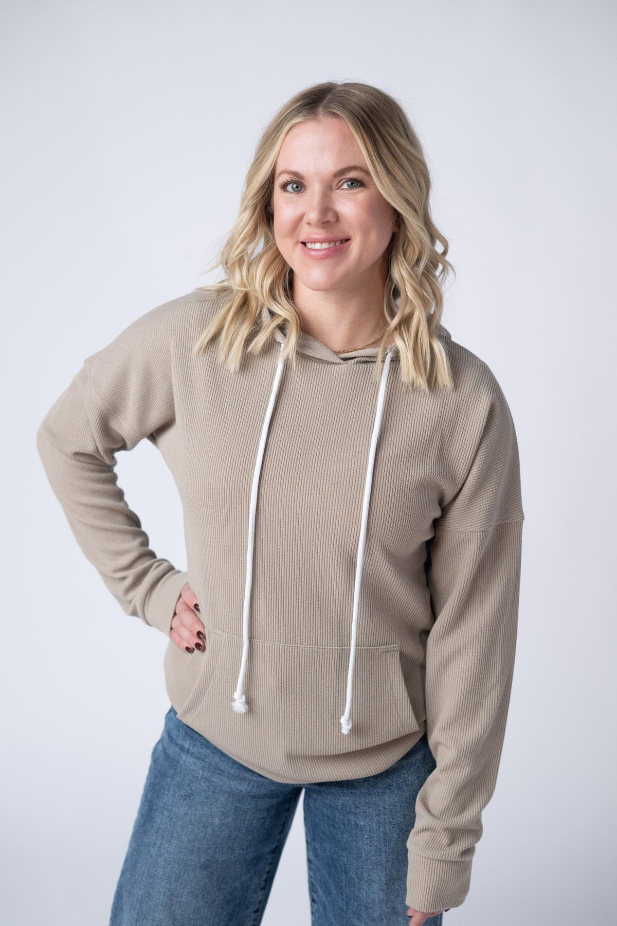 Kacey Ribbed Hoodie in Mocha