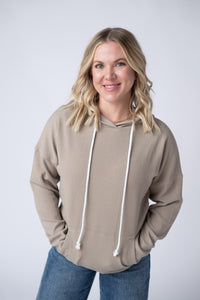 Kacey Ribbed Hoodie in Mocha