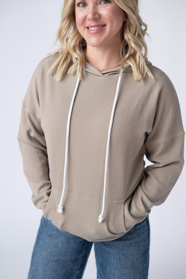 Kacey Ribbed Hoodie in Mocha