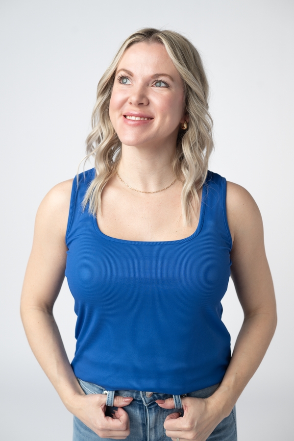 Rachel Ribbed Tank in Royal Blue