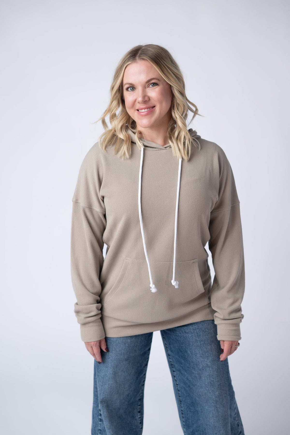 Kacey Ribbed Hoodie in Mocha
