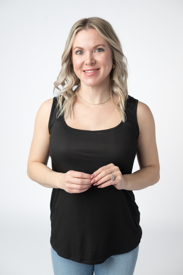Rachel Ribbed Tank in Black