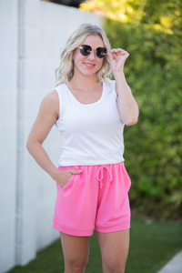 Weslie Waffle Shorts in Pink