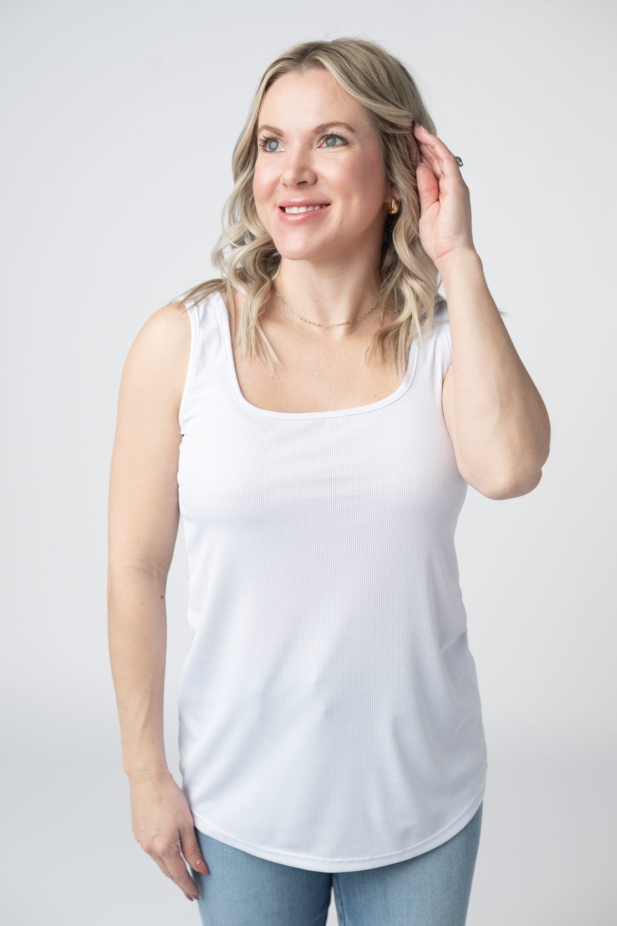 Rachel Ribbed Tank in White