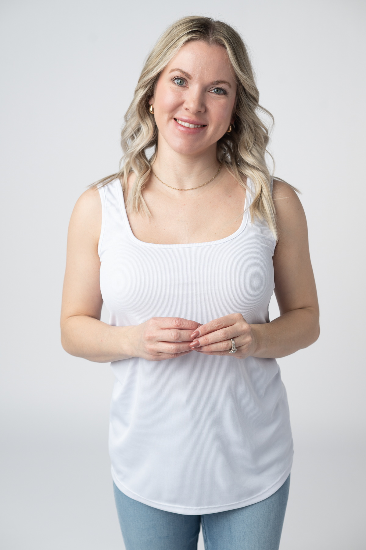 Rachel Ribbed Tank in White