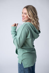 Kacey Ribbed Hoodie in Sage
