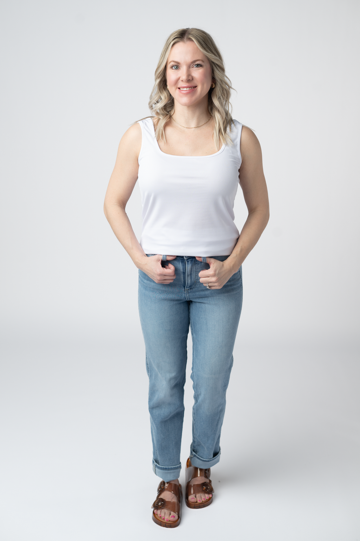 Rachel Ribbed Tank in White
