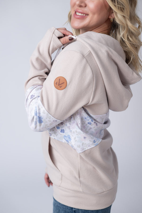 Colorblock Fullzip in Spring Meadows Neutral Mix