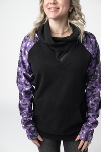 Zoey ZipCowl Sweatshirt in I Put A Spell On You and Black