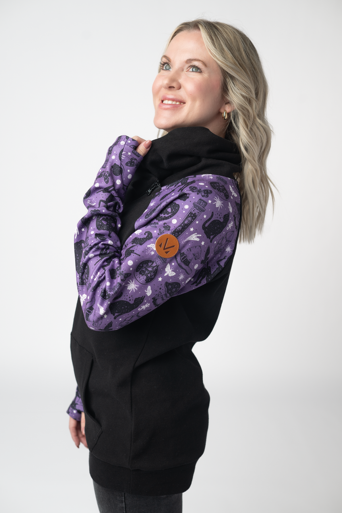 Zoey ZipCowl Sweatshirt in I Put A Spell On You and Black