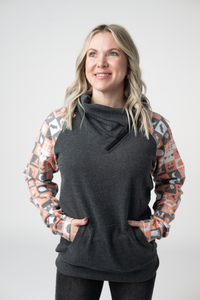 Zoey ZipCowl Sweatshirt in Trick-or-Treat Checkered and Charcoal
