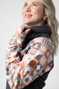 Zoey ZipCowl Sweatshirt in Trick-or-Treat Checkered and Charcoal