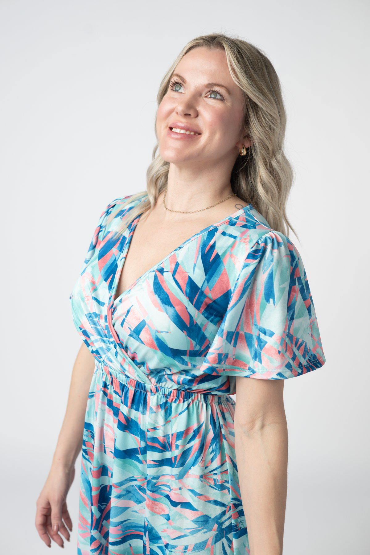 Millie Maxi Dress in Abstract Aqua Breeze
