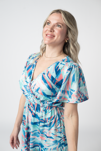 Millie Maxi Dress in Abstract Aqua Breeze