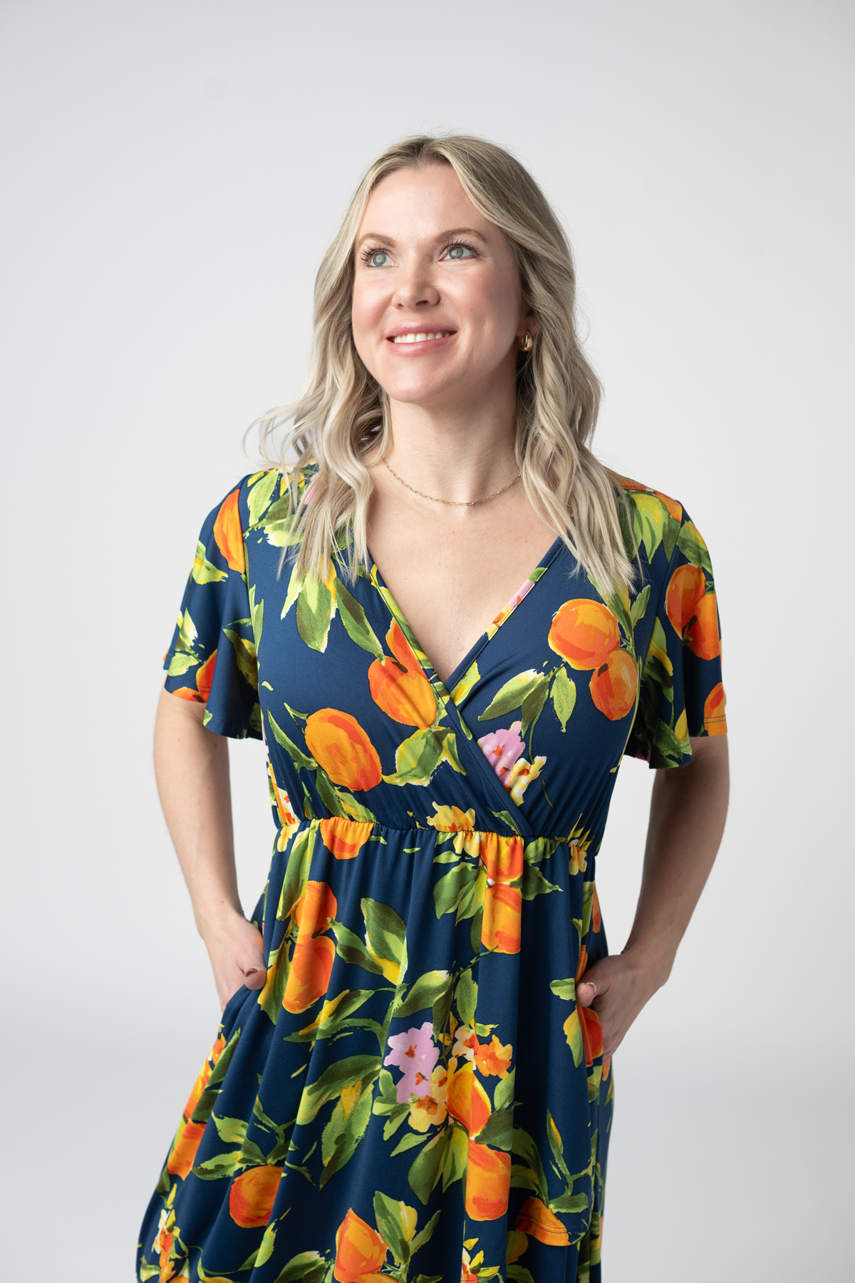 Harley High-Low Dress in Navy Citrus