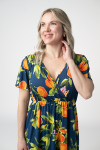 Harley High-Low Dress in Navy Citrus