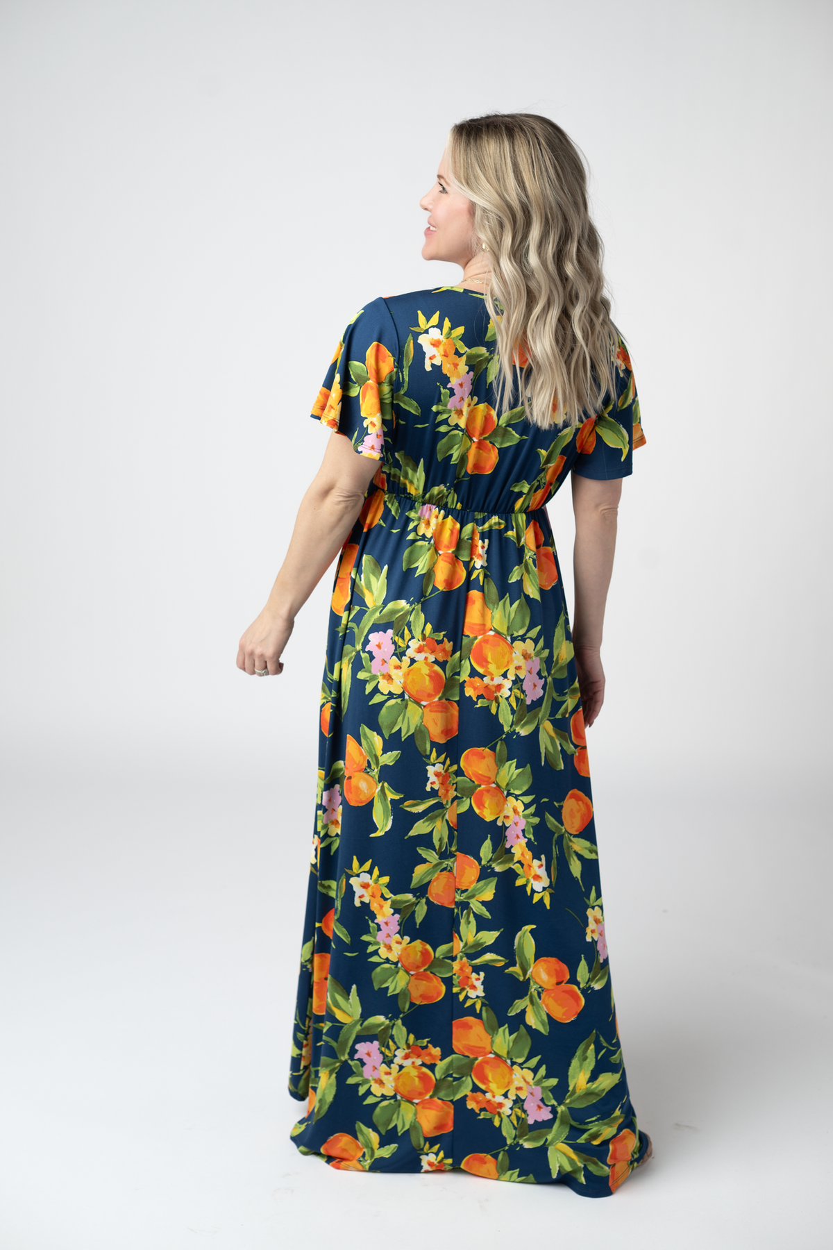 Harley High-Low Dress in Navy Citrus
