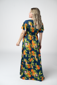 Harley High-Low Dress in Navy Citrus
