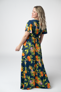 Harley High-Low Dress in Navy Citrus