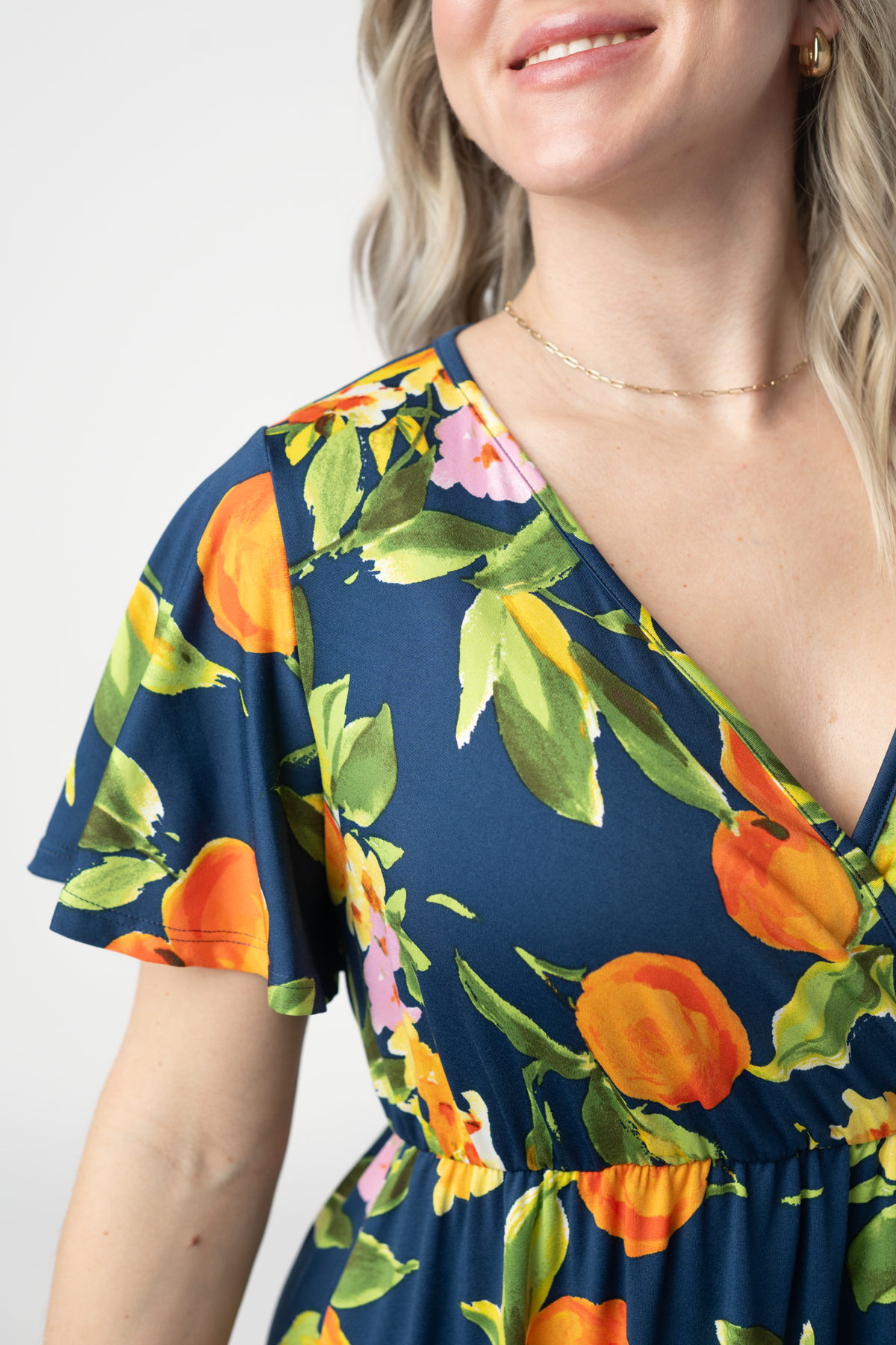 Harley High-Low Dress in Navy Citrus