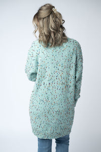 Carly Confetti Dot Cardigan in Aqua Blue