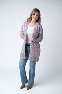 Carly Confetti Dot Cardigan in Lavender