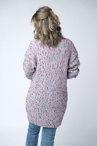 Carly Confetti Dot Cardigan in Lavender