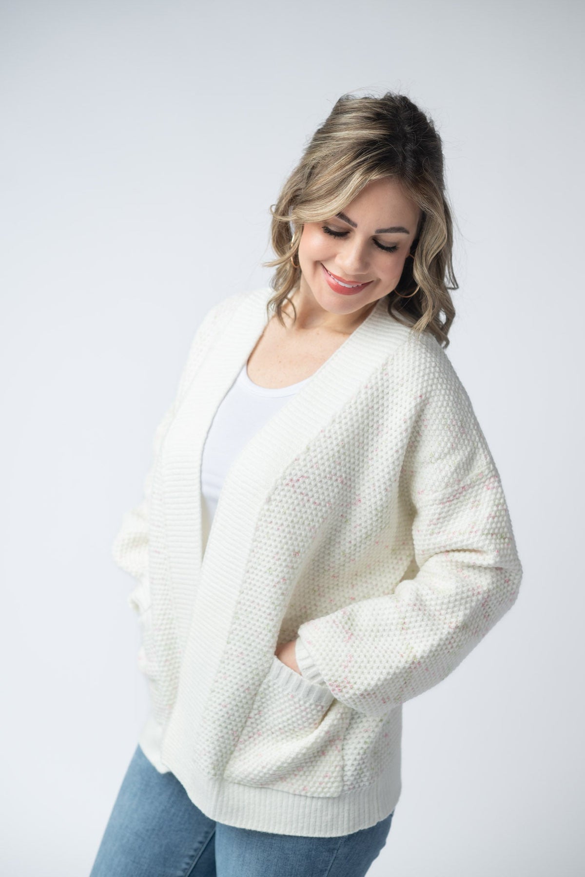 Kinsley Cardigan in Pink and Green Mix