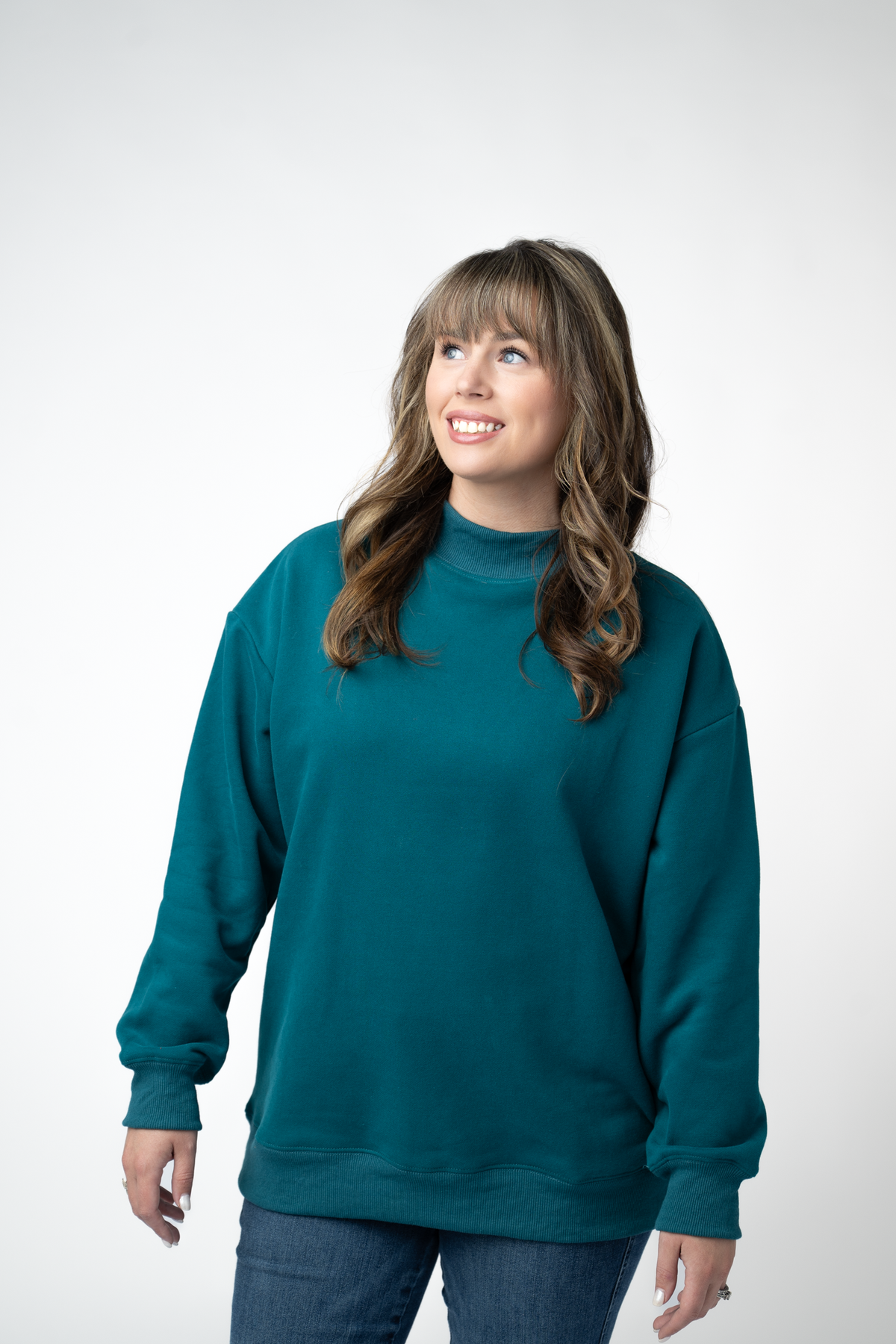 Marley Mock Neck Sweatshirt in Teal