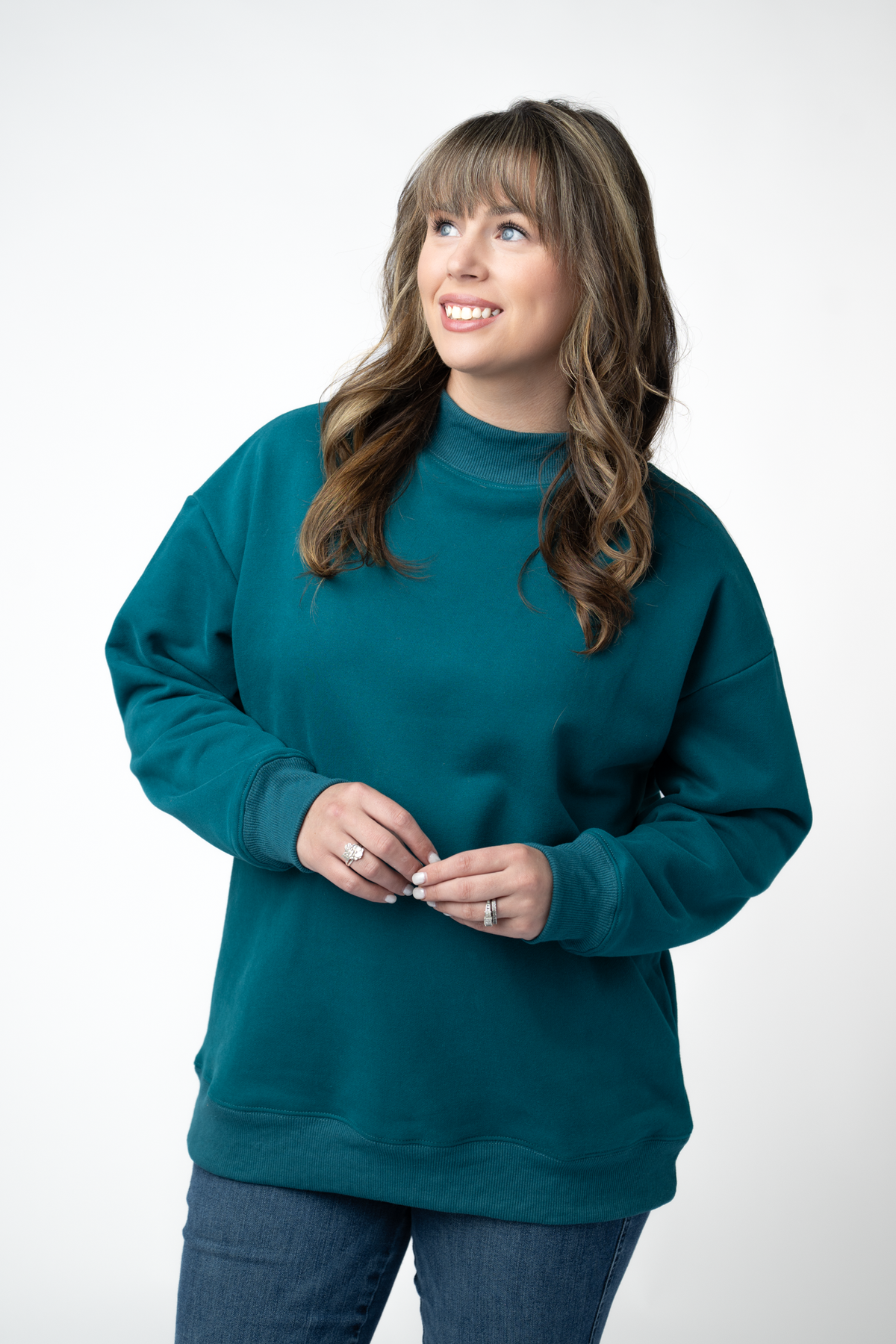 Marley Mock Neck Sweatshirt in Teal