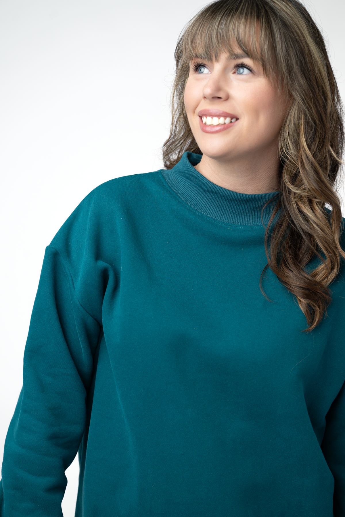 Marley Mock Neck Sweatshirt in Teal