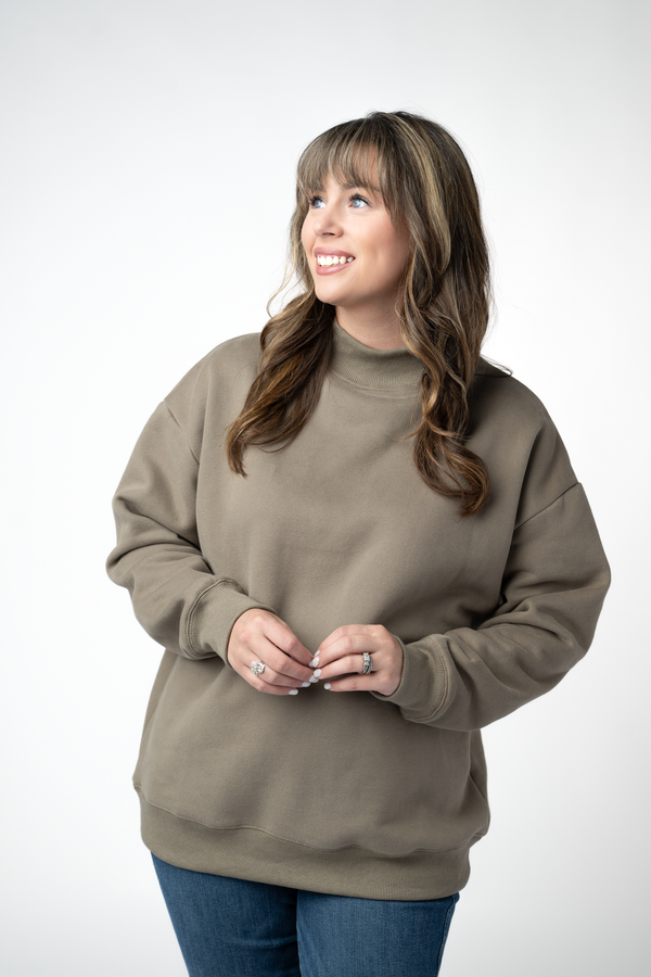 Marley Mock Neck Sweatshirt in Taupe