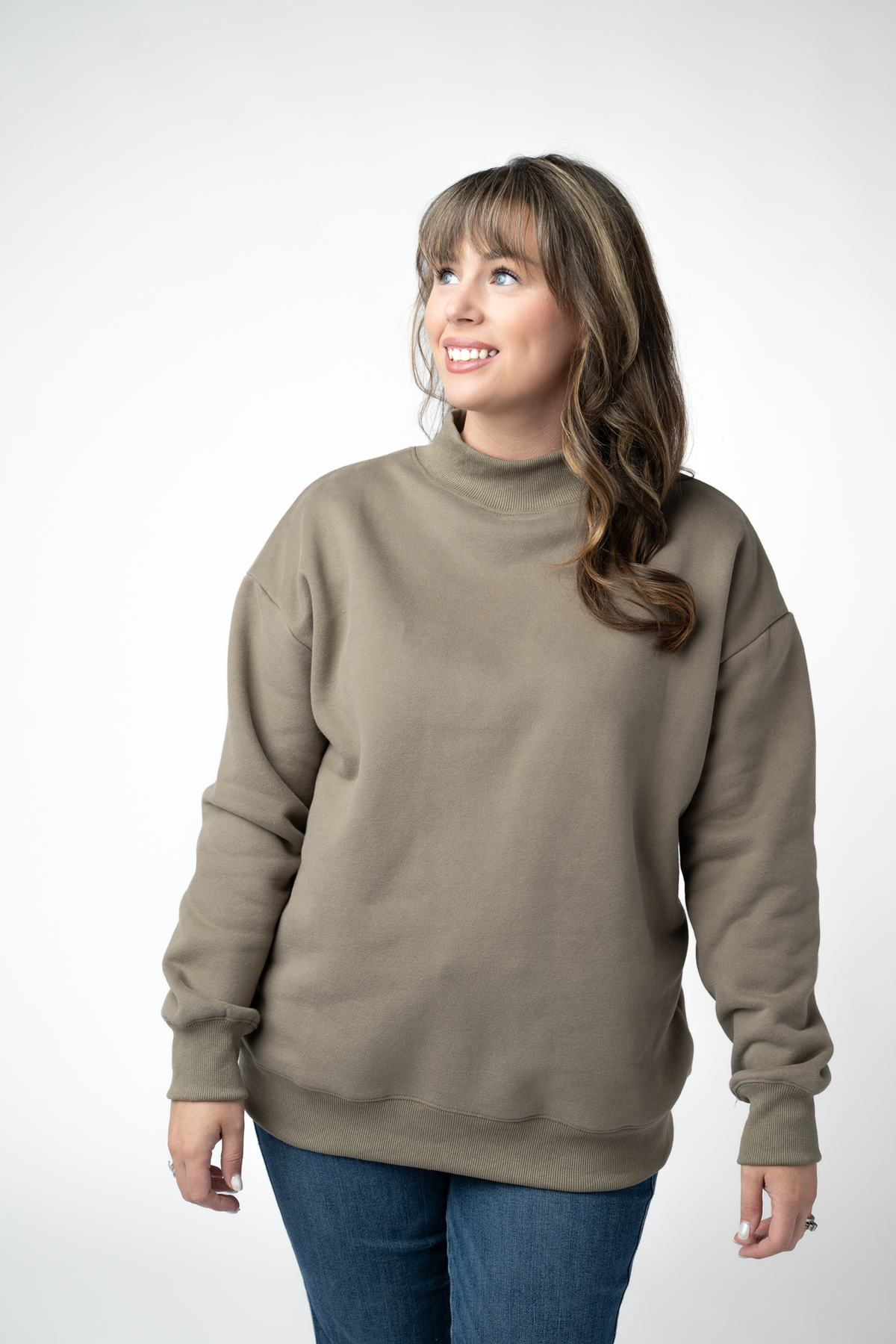 Marley Mock Neck Sweatshirt in Taupe