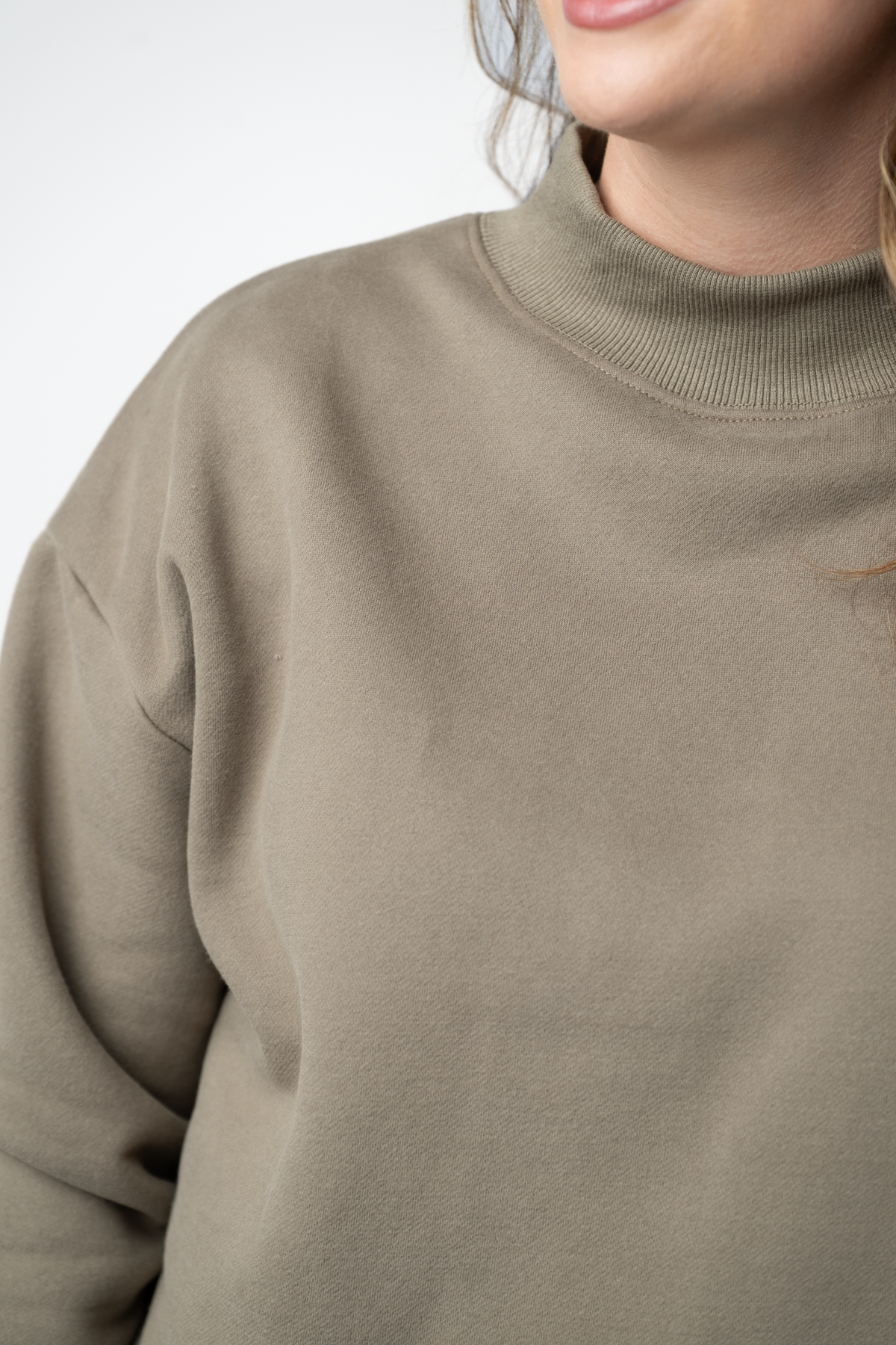Marley Mock Neck Sweatshirt in Taupe