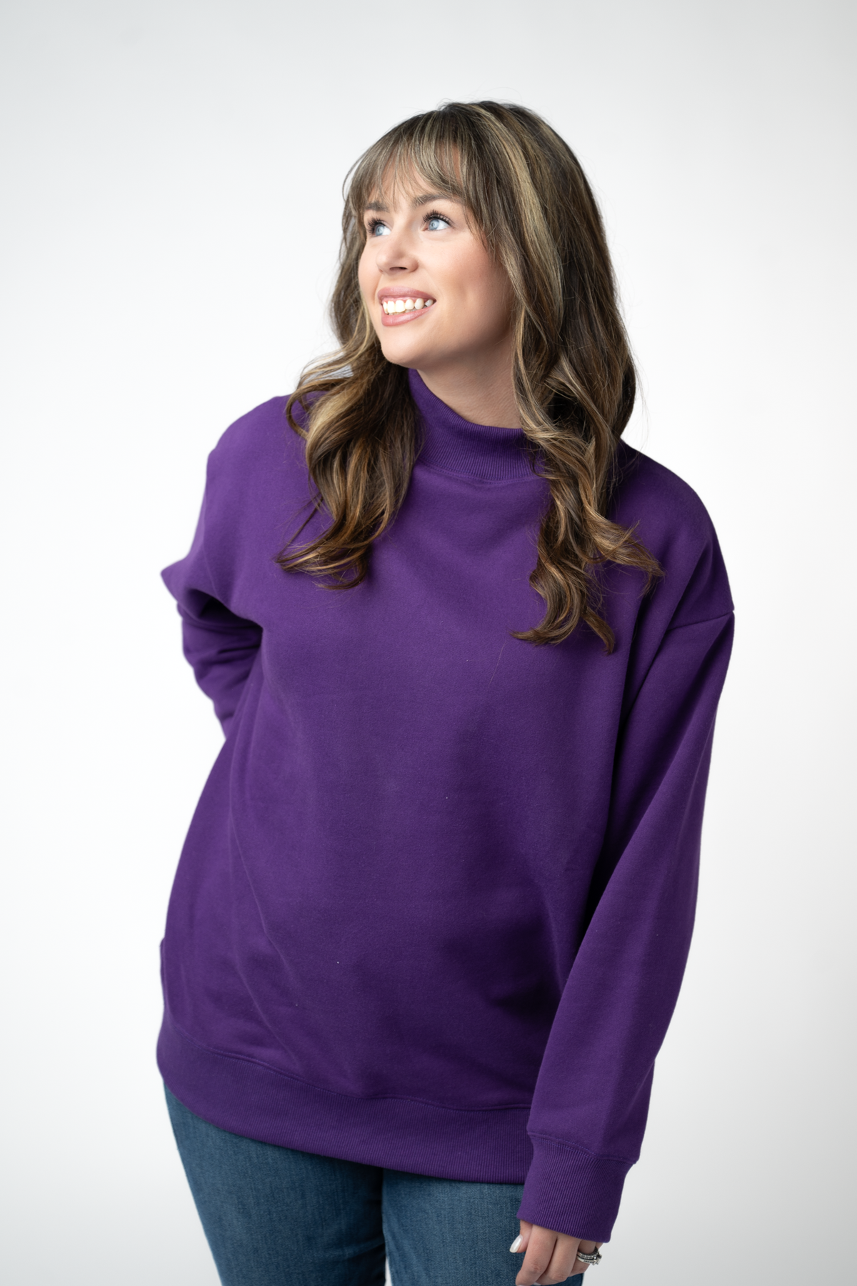 Marley Mock Neck Sweatshirt in Purple