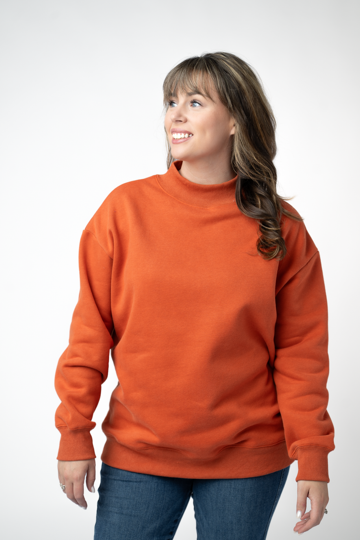 Marley Mock Neck Sweatshirt in Pumpkin