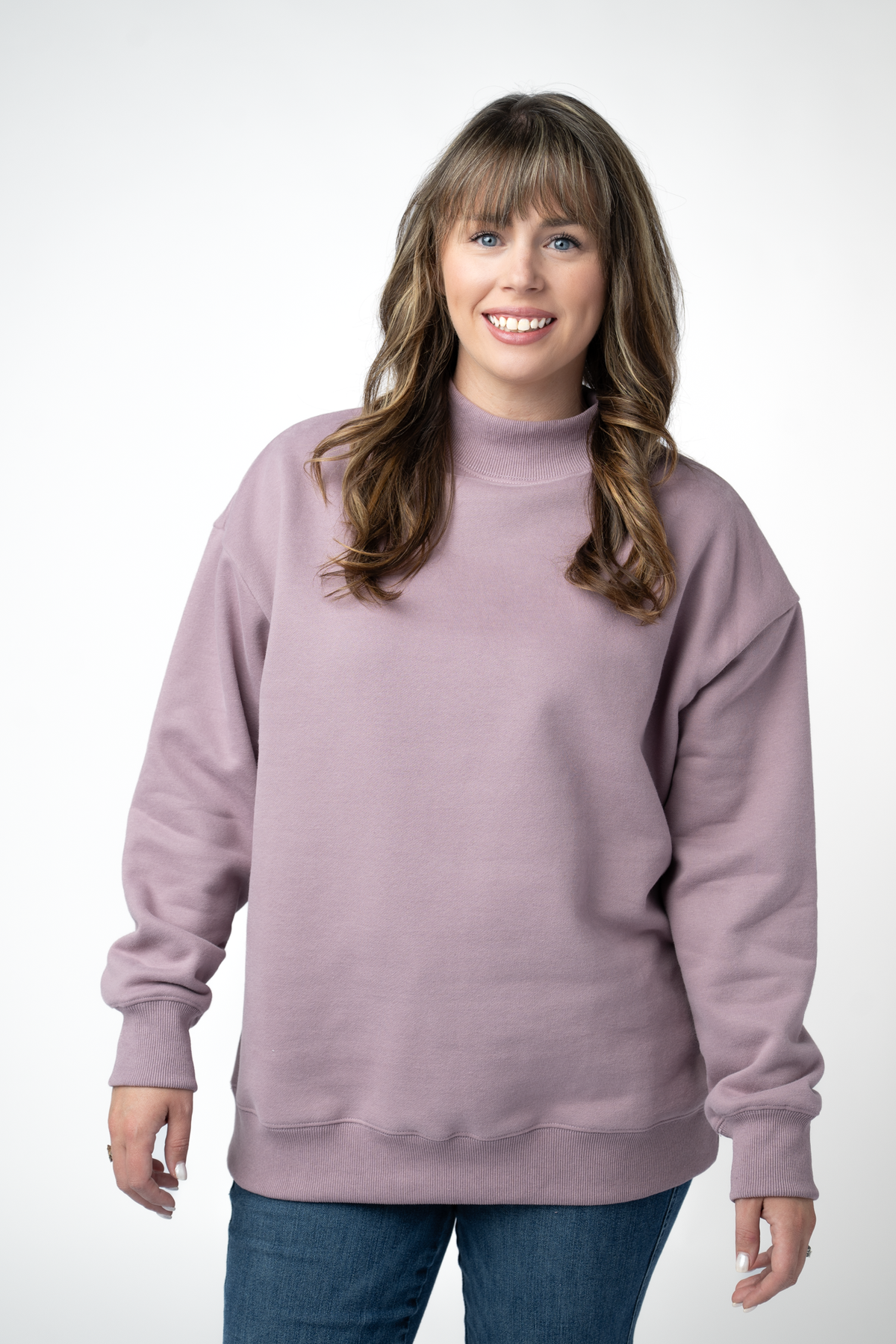 Marley Mock Neck Sweatshirt in Mauve